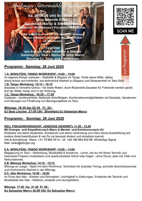 Seba Sheena Programm 28 bis 29 Juni 2025 1